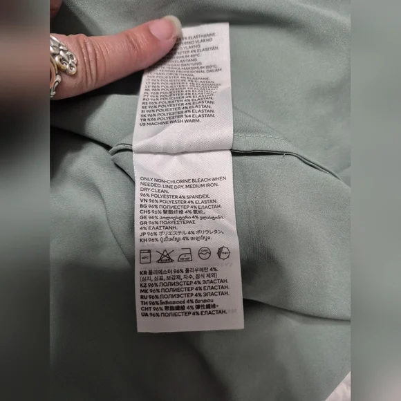 H&M Women's Light Sage Green Satin Button Down Deep B Neck Shirt - XXL - Picture 8 of 10